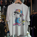 90s Snoopy & Woodstock Hip-Hop Rare Washed White T-Shirt