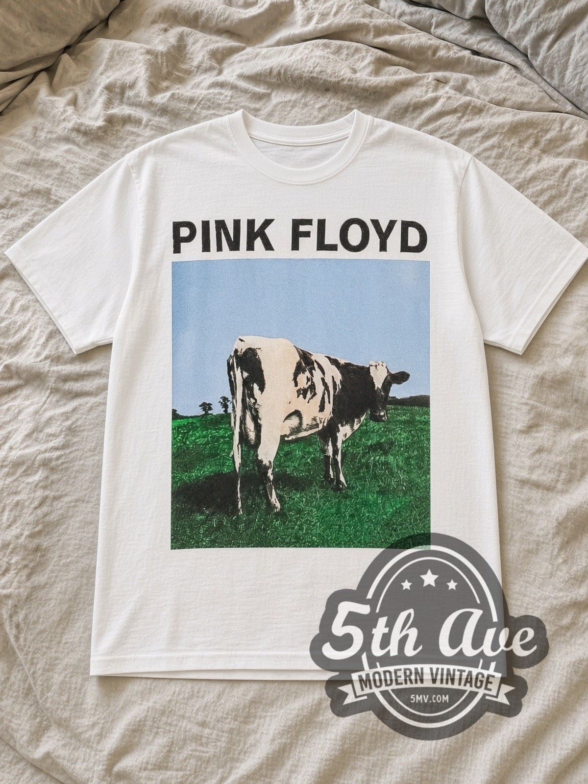 Pink Floyd – Atom Heart Mother Cow Stacked Back – Vintage Band T-Shirt