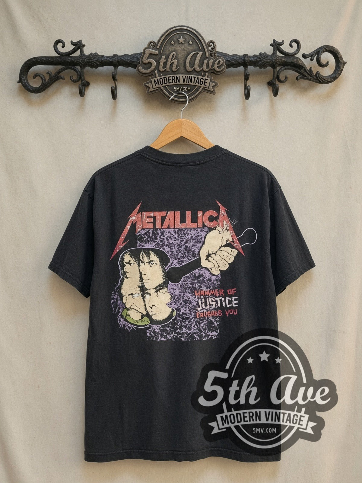 Metallica – Damaged Justice Hammer of Justice Crushes You – Vintage Band T-Shirt