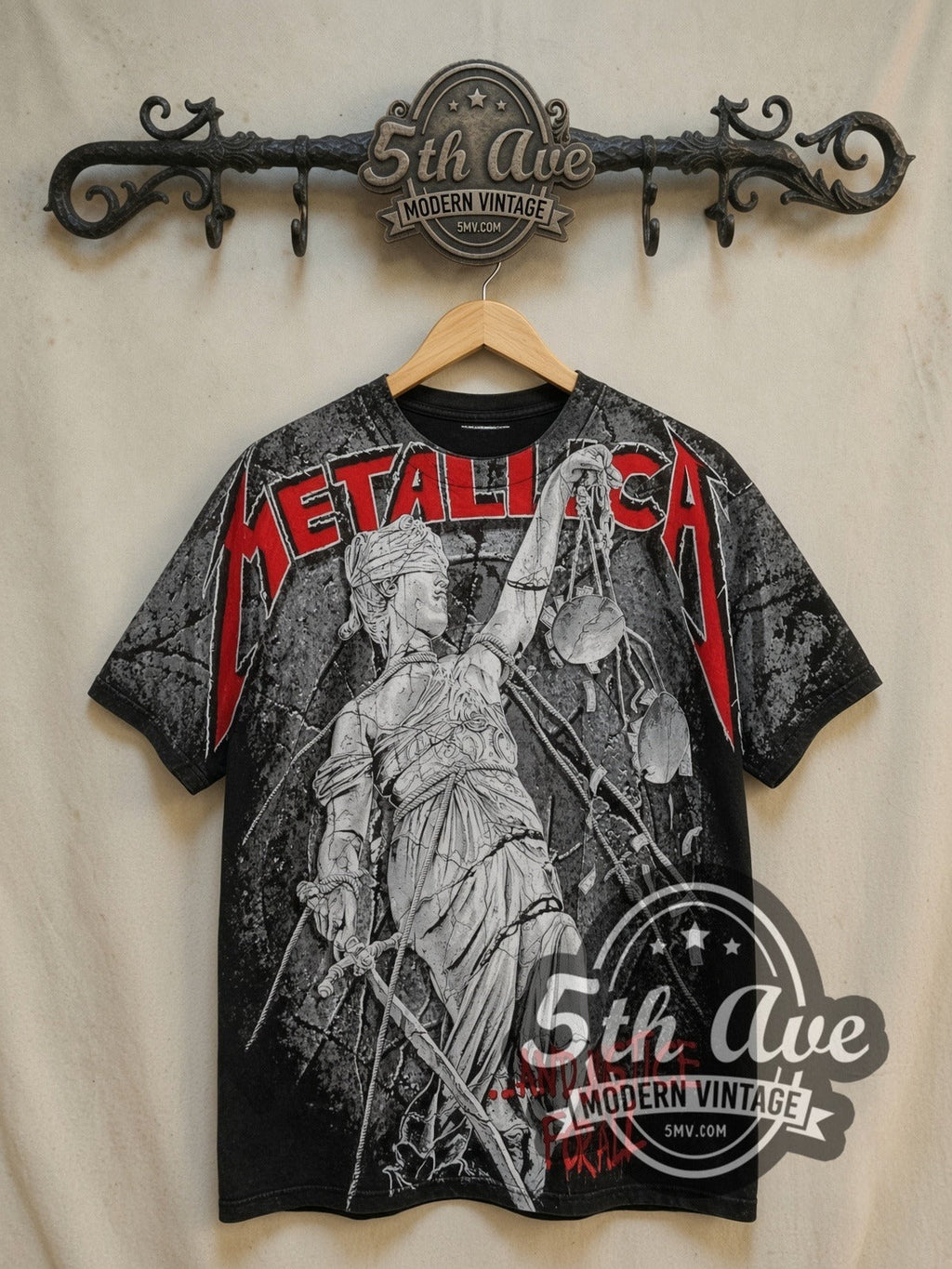 Metallica –...And Justice for All Lady Justice – All Over Print – Vintage Band T-Shirt