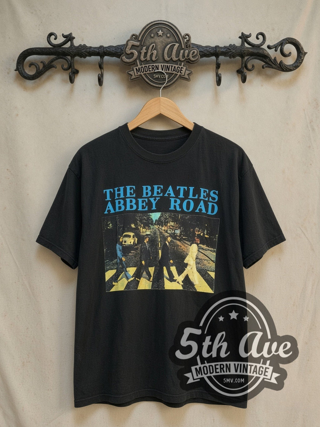 The Beatles – Abbey Road Crossing Cyan Logo – Vintage Band T-Shirt
