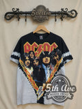 AC/DC – Highway to Hell Flame V Black Grey Tie-Dye – Vintage Band T-Shirt