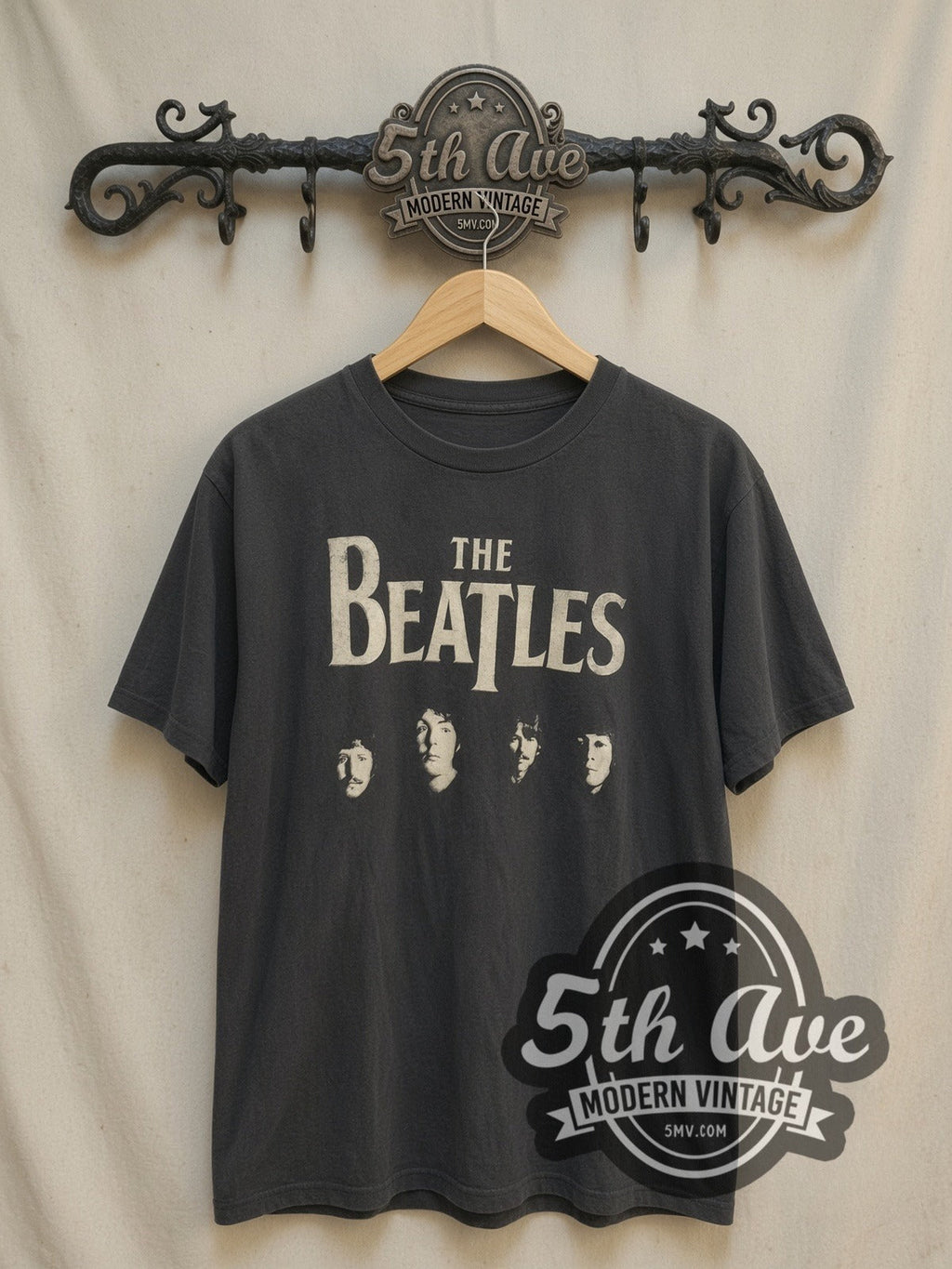 The Beatles – Four Faces Classic Logo – Vintage Band T-Shirt