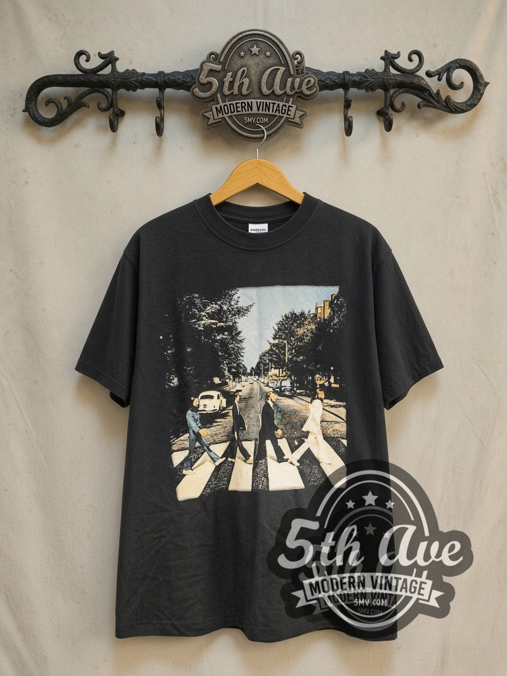 The Beatles – Abbey Road Crossing Wall Sign Back – Vintage Band T-Shirt
