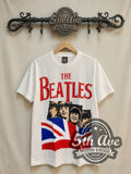 The Beatles – Union Jack Red Logo White – Vintage Band T-Shirt
