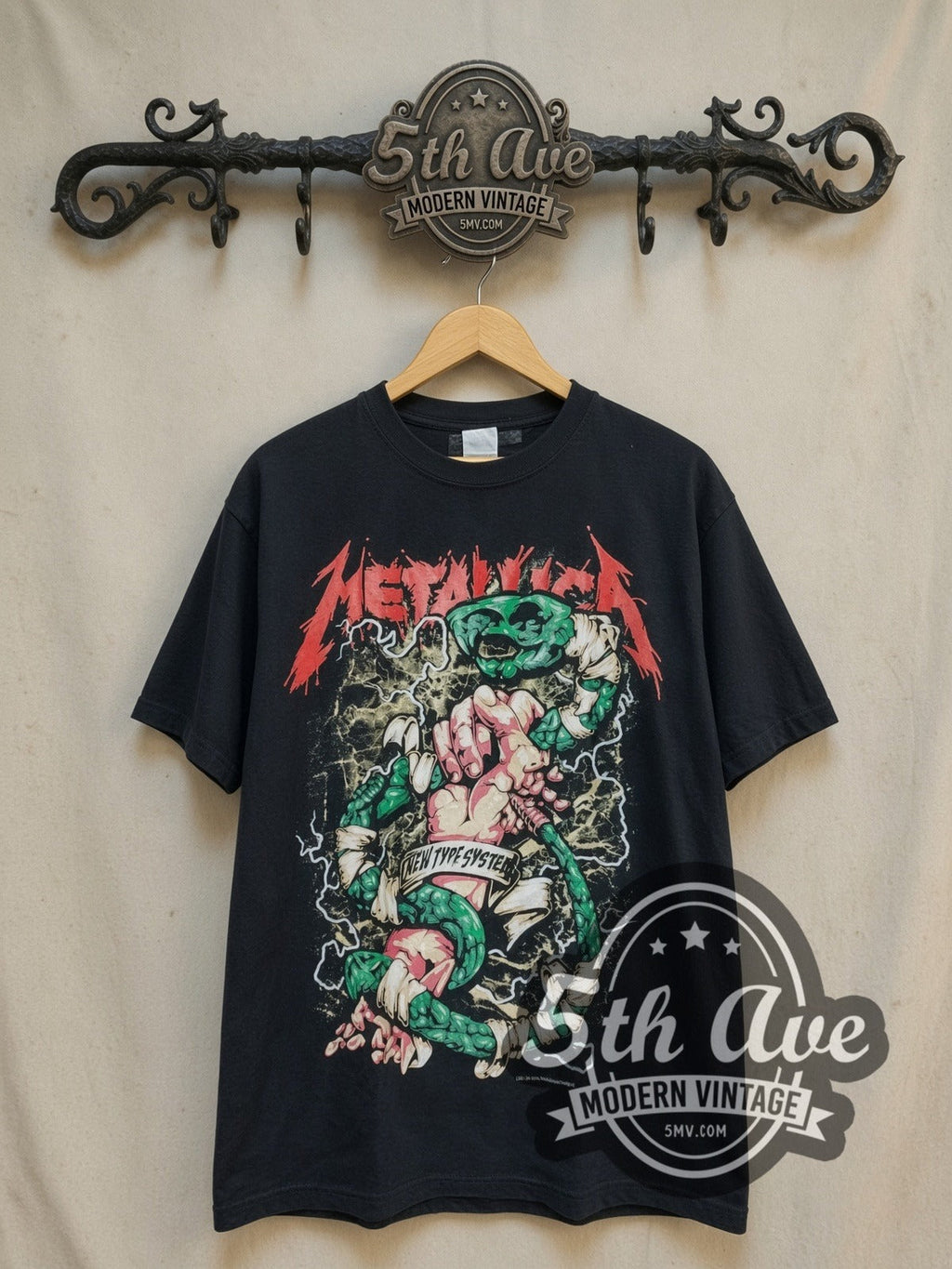 Metallica – New Type System Fist Green Snake – Vintage Band T-Shirt