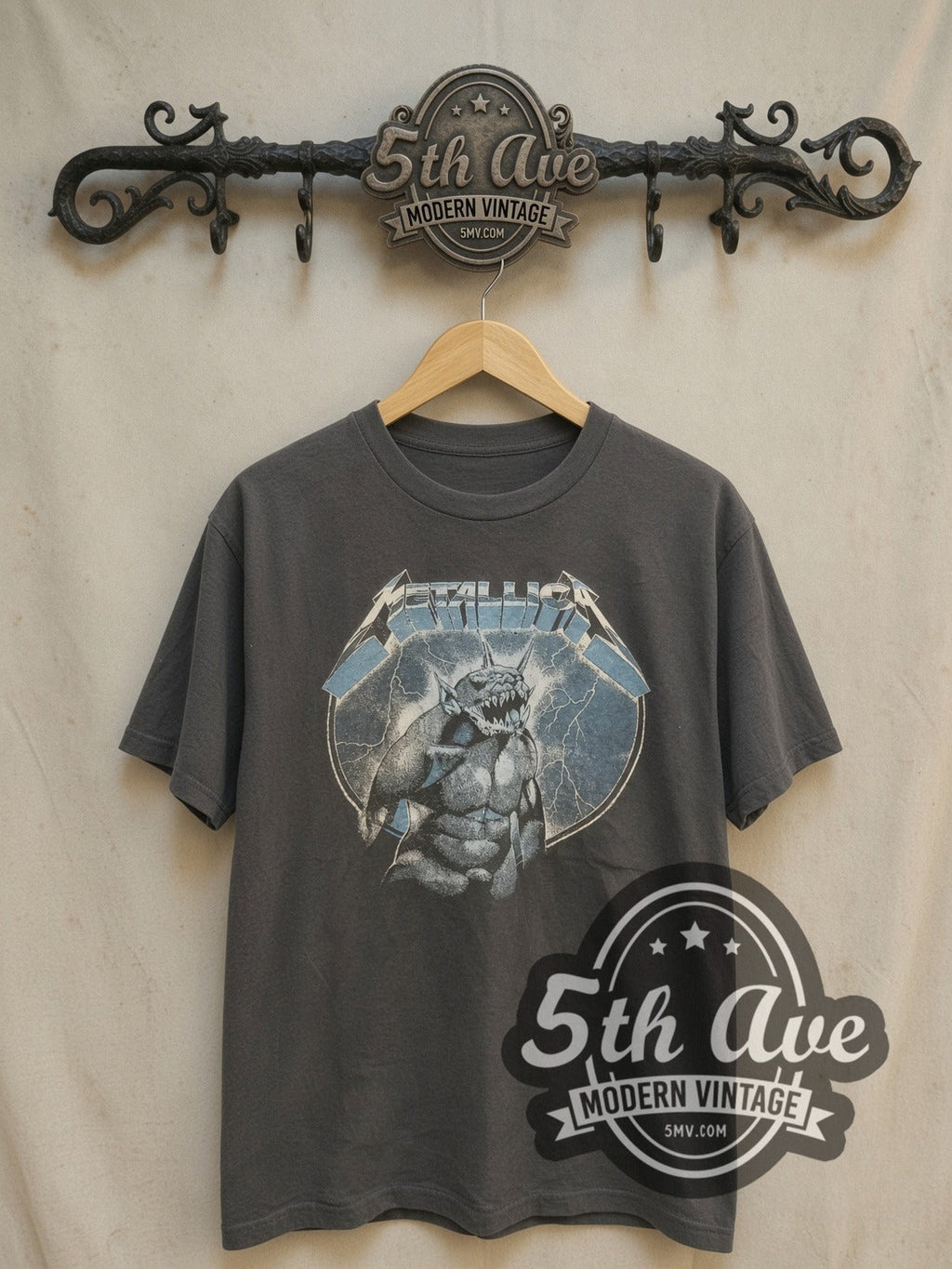 Metallica – Ride the Lightning Monster Beast and Electric Chair Cotton – Vintage Band T-Shirt