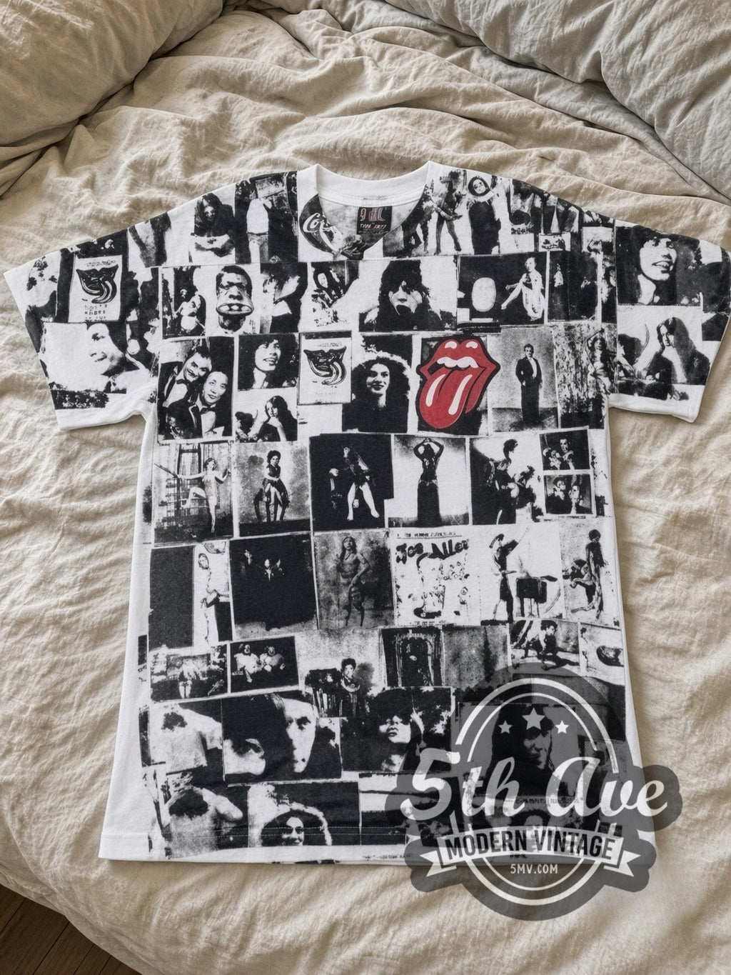 The Rolling Stones – Exile on Main St Collage White All Over Print – Vintage Band T-Shirt