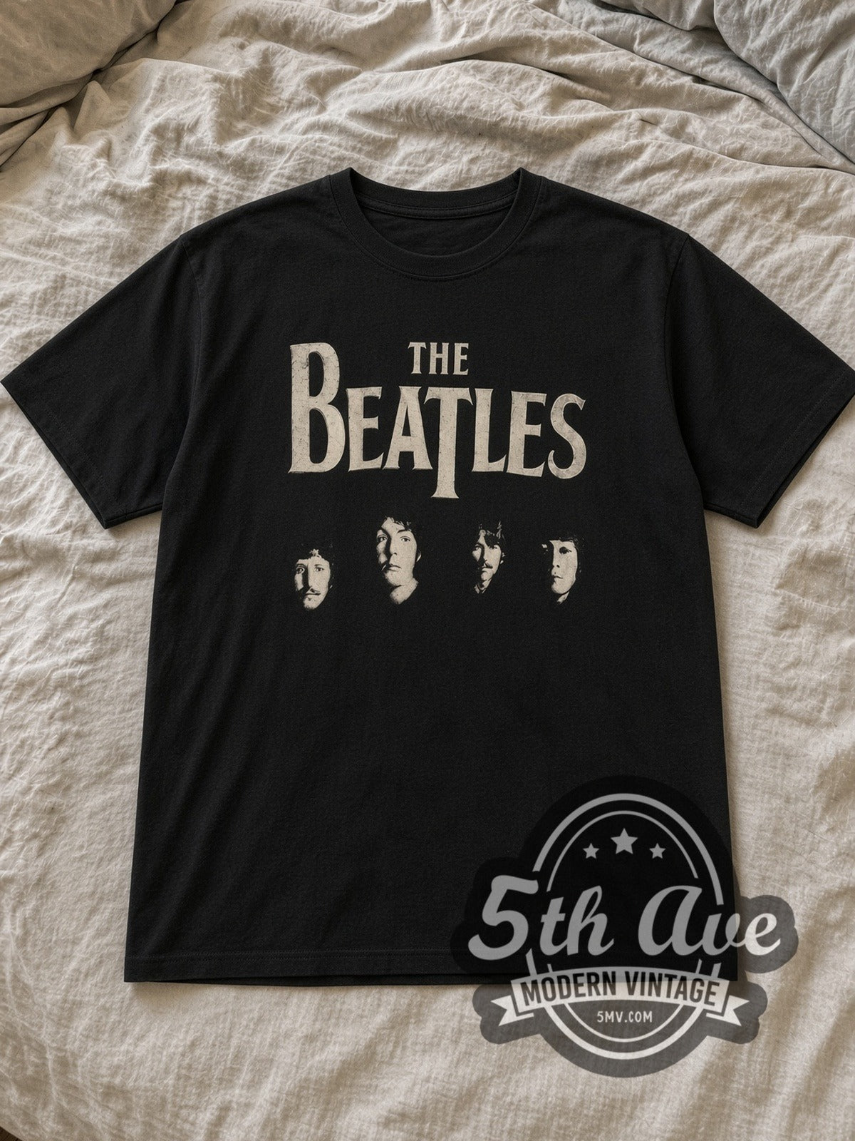 The Beatles – Four Faces Classic Logo – Vintage Band T-Shirt