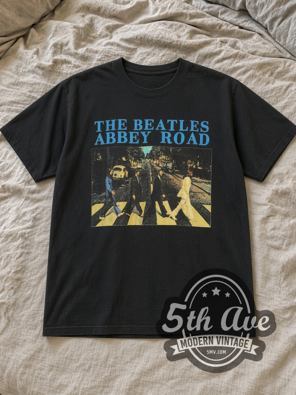 The Beatles – Abbey Road Crossing Cyan Logo – Vintage Band T-Shirt