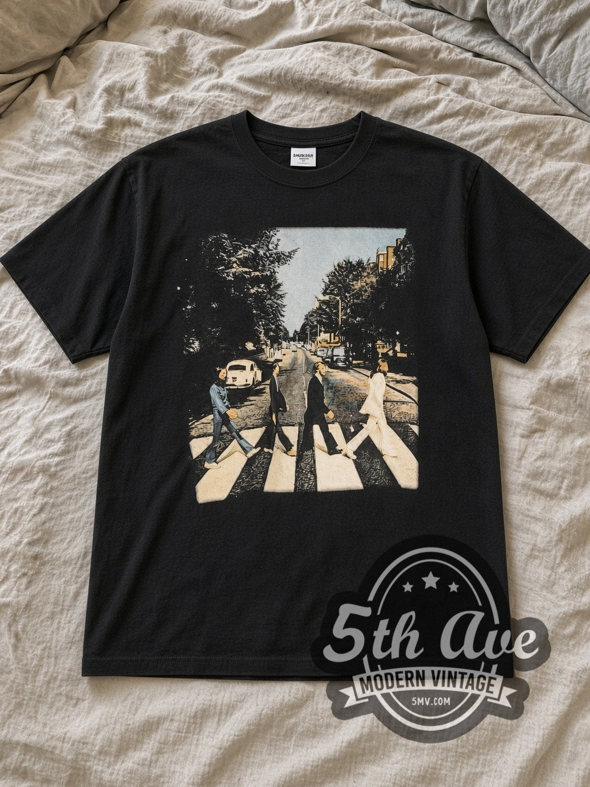 The Beatles – Abbey Road Crossing Wall Sign Back – Vintage Band T-Shirt