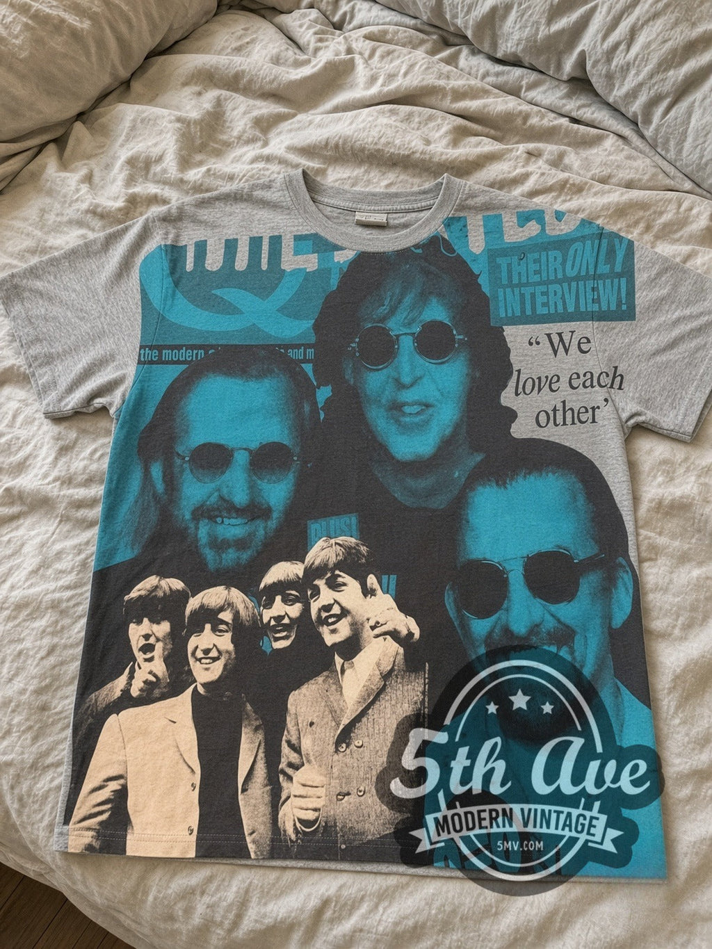 The Beatles – Fab Four Collage All Over Print – Vintage Band T-Shirt