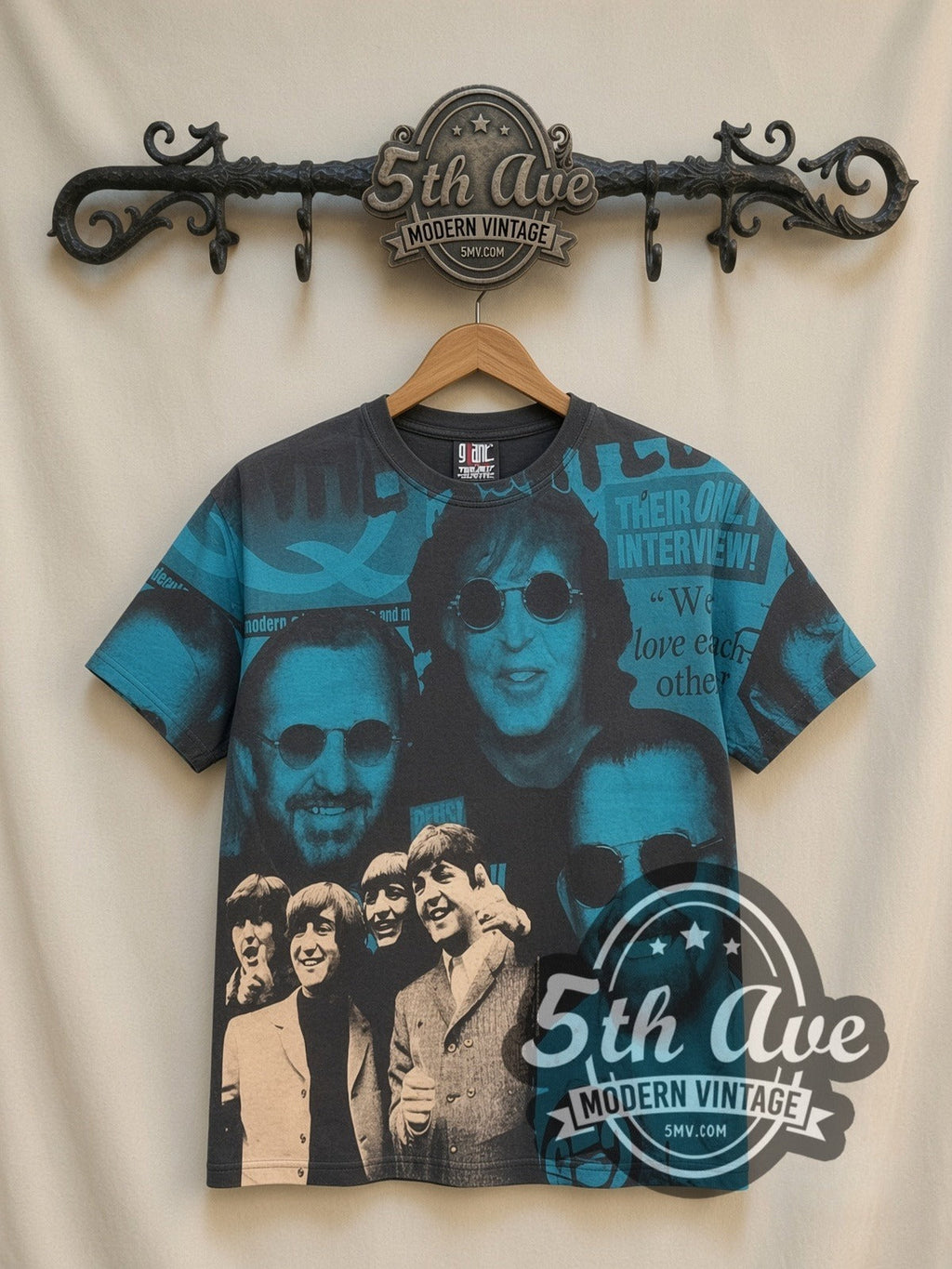 The Beatles – Fab Four Collage All Over Print – Vintage Band T-Shirt
