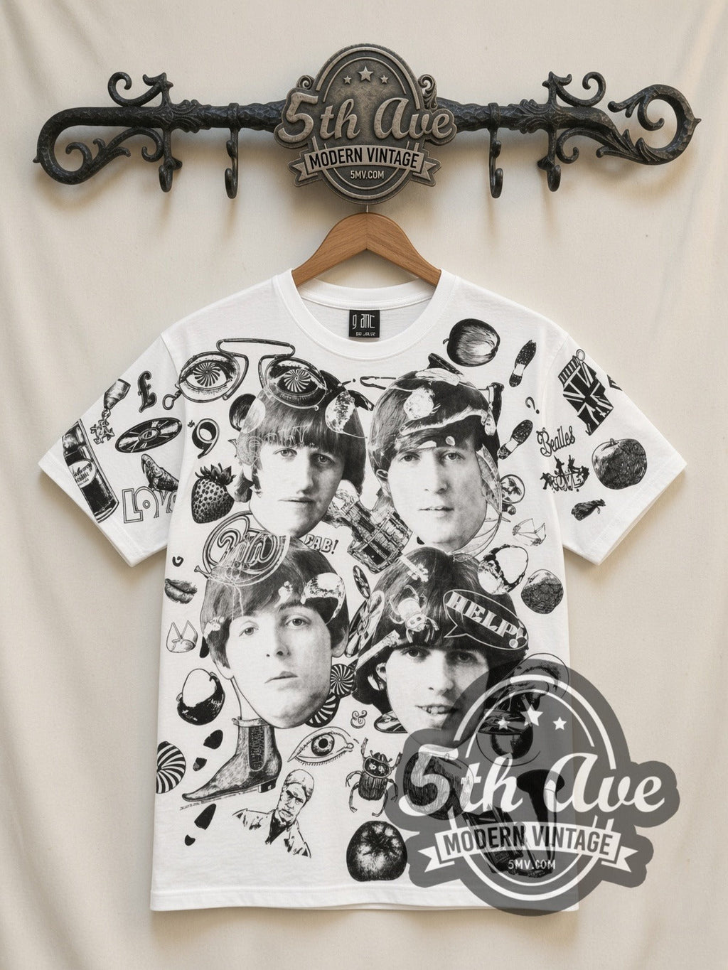 The Beatles – Help Collage White All Over Print – Vintage Band T-Shirt