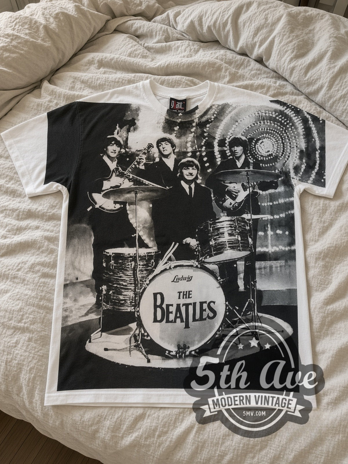 The Beatles – Montage Drums All Over Print – Vintage Band T-Shirt