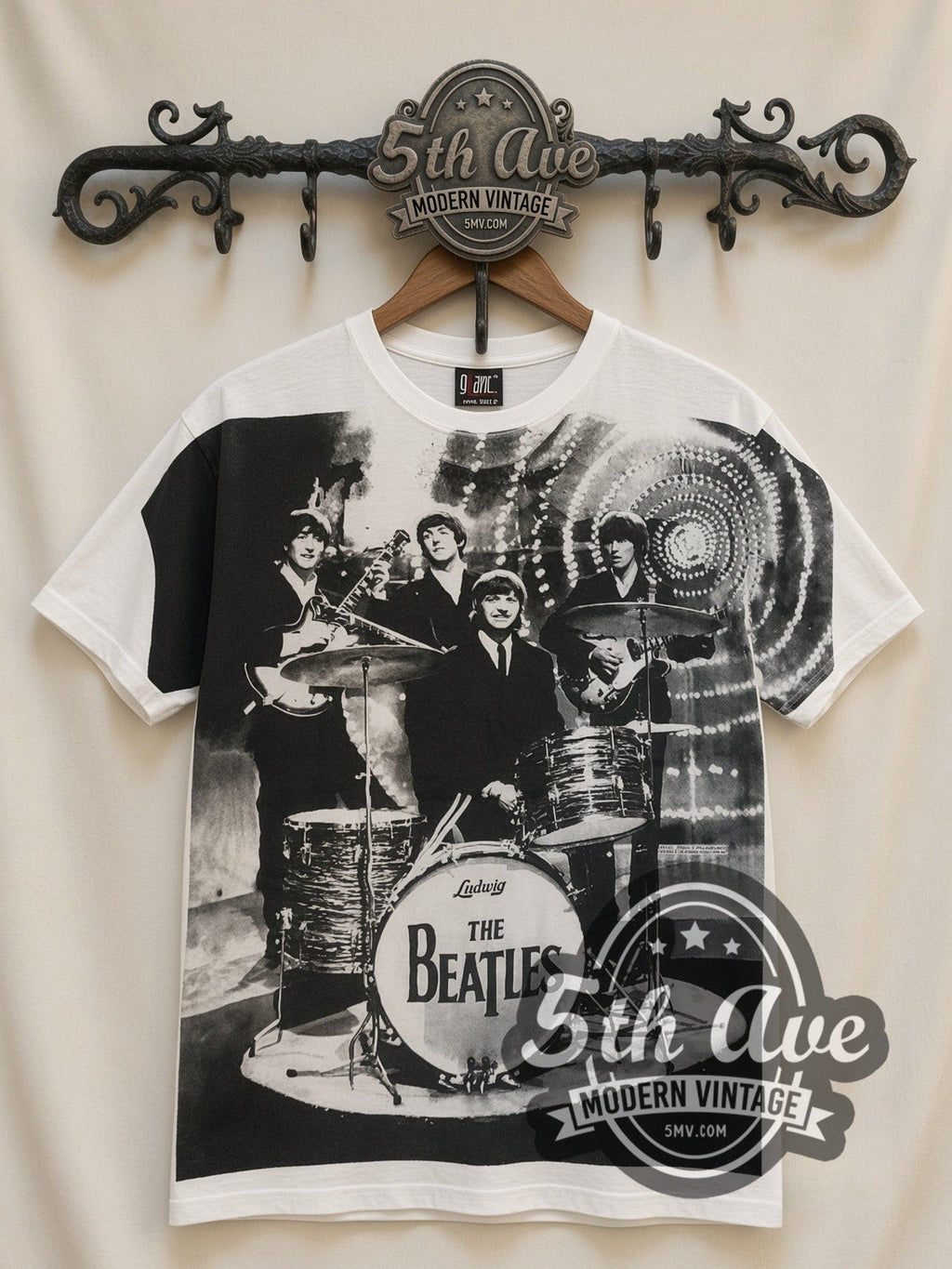 The Beatles – Montage Drums All Over Print – Vintage Band T-Shirt