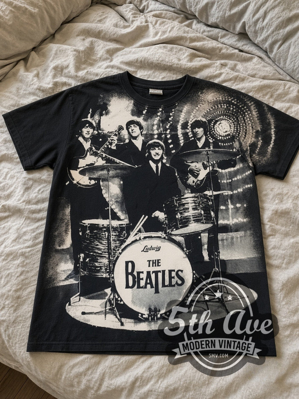 The Beatles – Photo Collage Drums All Over Print – Vintage Band T-Shirt