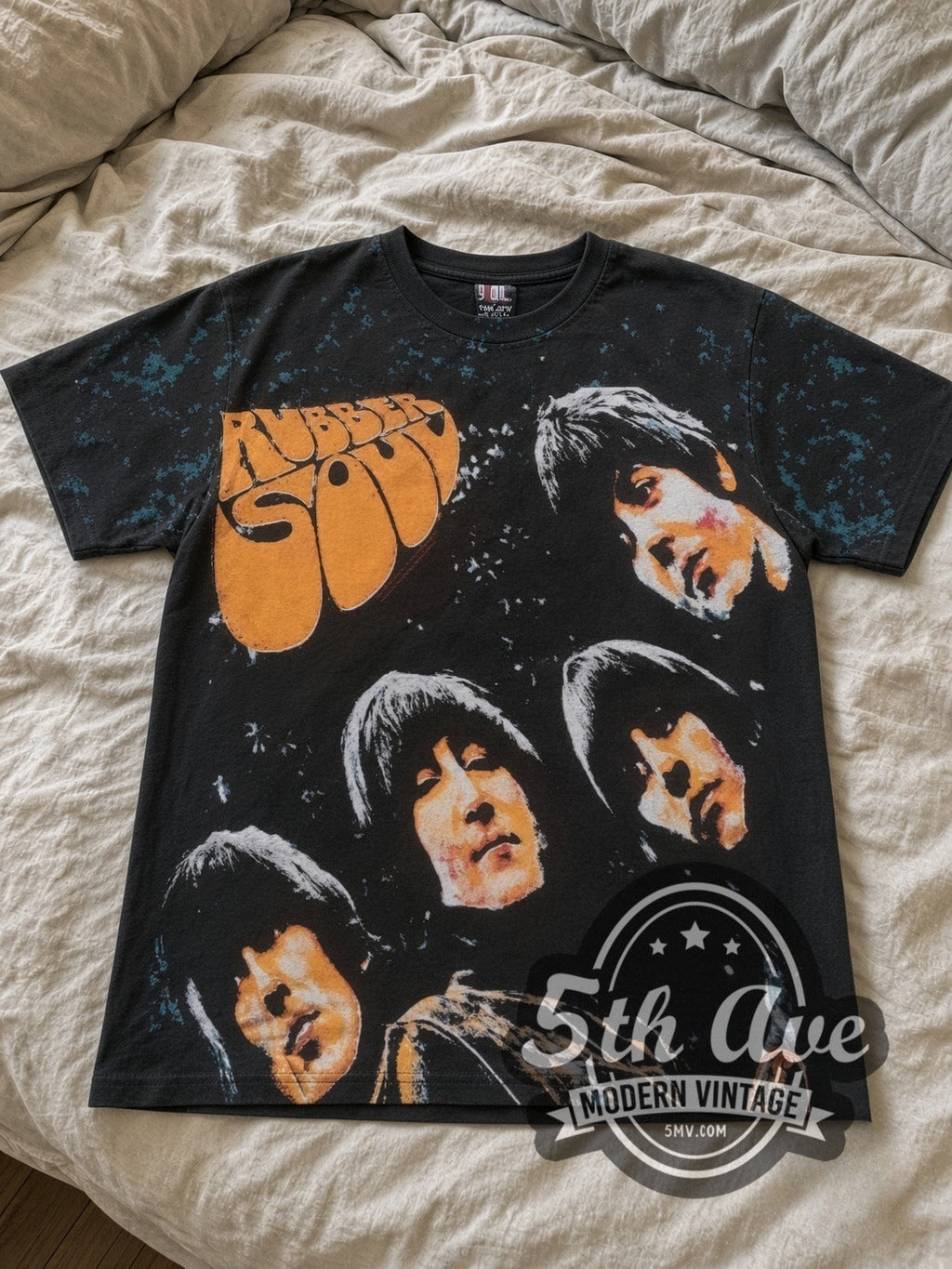 The Beatles – Rubber Soul Black All Over Print – Vintage Band T-Shirt