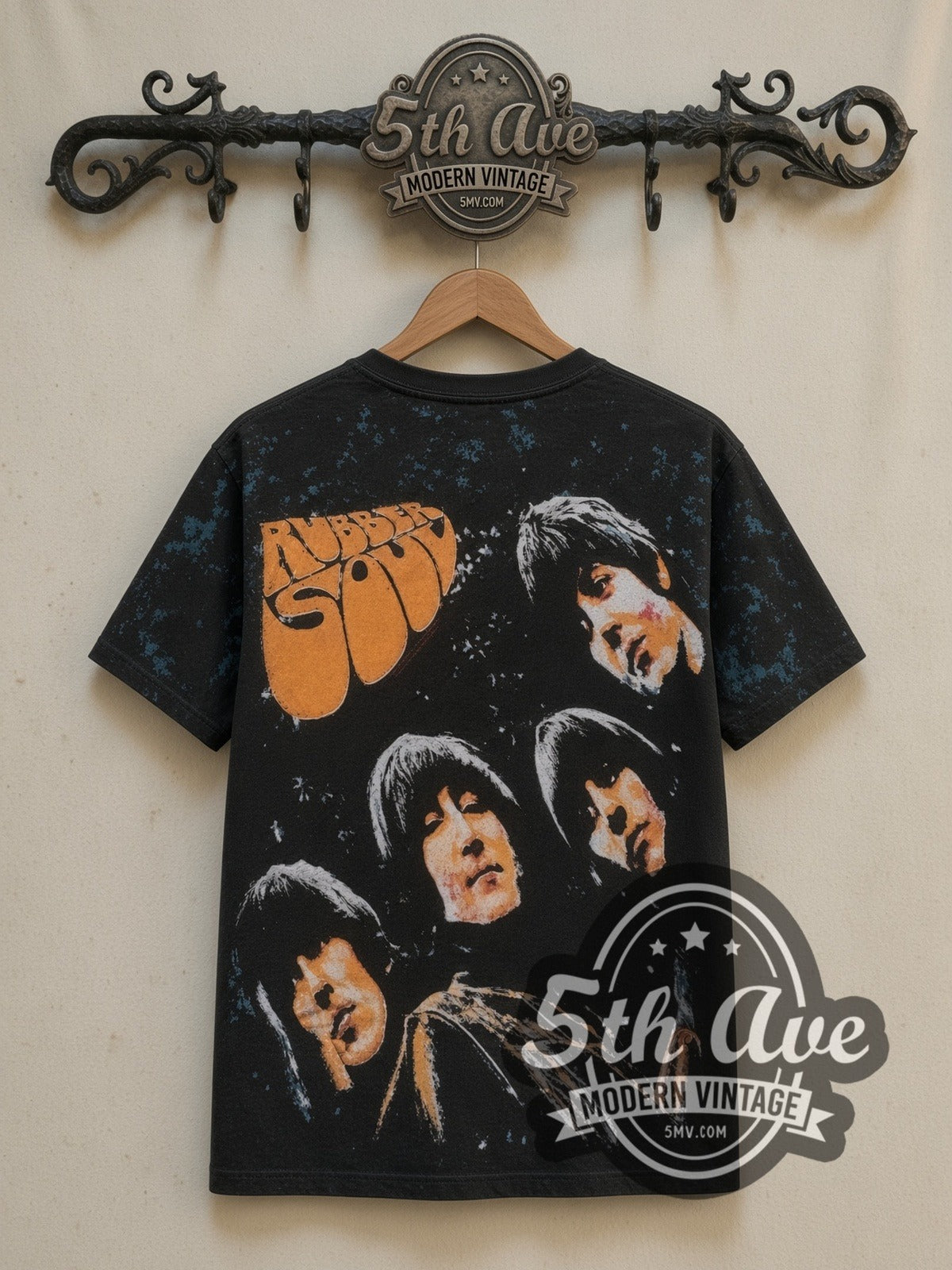 The Beatles – Rubber Soul Black All Over Print – Vintage Band T-Shirt