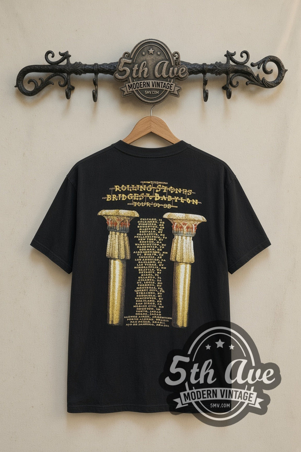 The Rolling Stones – Bridges to Babylon Gold Tongue (Black) – Vintage Band T-Shirt