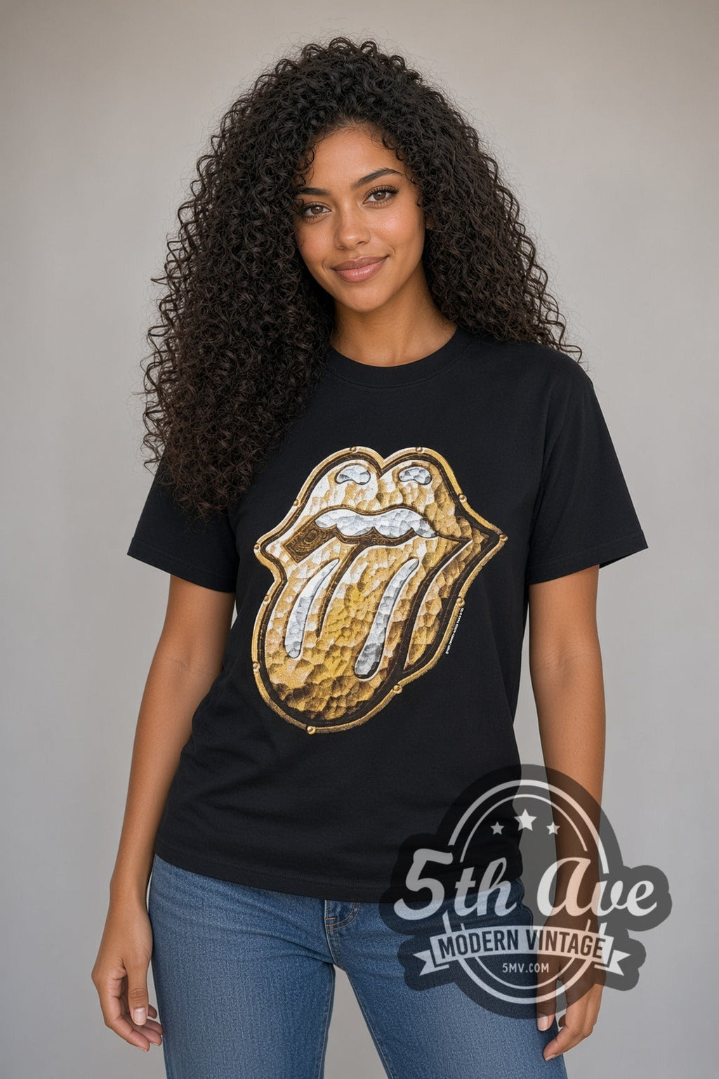 The Rolling Stones – Bridges to Babylon Gold Tongue (Black) – Vintage Band T-Shirt