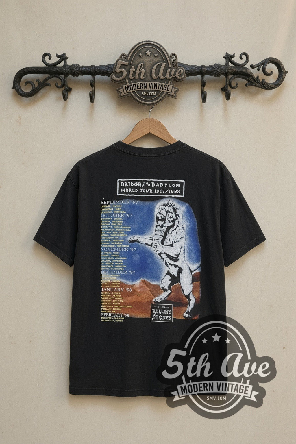 The Rolling Stones – Bridges to Babylon Lion (Black) – Vintage Band T-Shirt